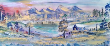 Peinture intitulée "La vallée du Lac" par Pascal Jung, Œuvre d'art originale, Huile