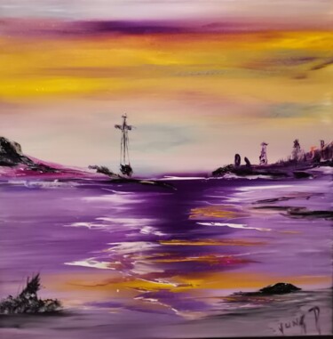 Painting titled "Purple emotion" by Pascal Jung, Original Artwork, Oil