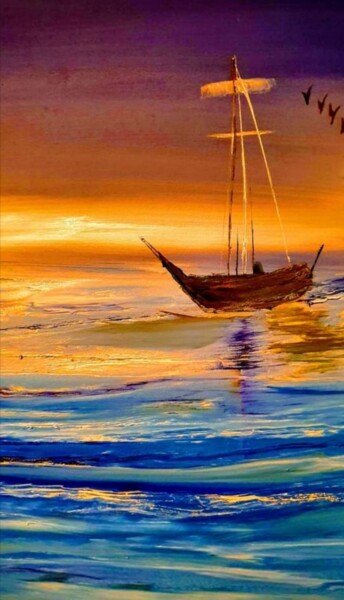 Painting titled "Beauty horizon" by Pascal Jung, Original Artwork, Oil