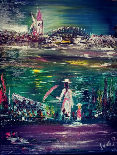 Peinture intitulée "La ballade en barque" par Pascal Jung, Œuvre d'art originale, Huile