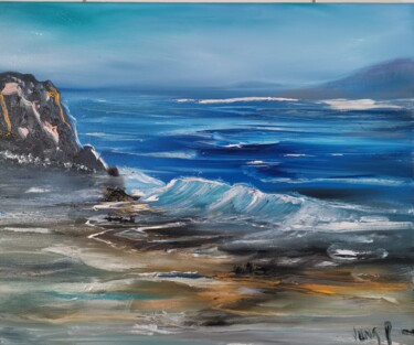 Peinture intitulée "La plage deserte (1…" par Pascal Jung, Œuvre d'art originale, Huile