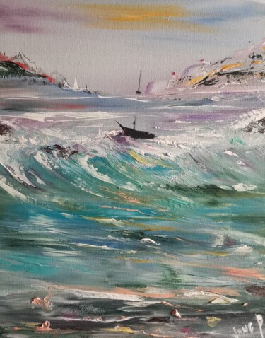 Painting titled "Waves in emotion" by Pascal Jung, Original Artwork, Oil
