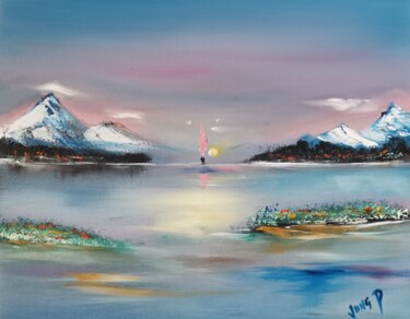 Peinture intitulée "Le Lac imaginaire" par Pascal Jung, Œuvre d'art originale, Huile