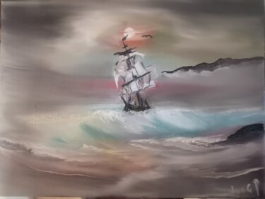 Painting titled "Poseidon##" by Pascal Jung, Original Artwork, Oil
