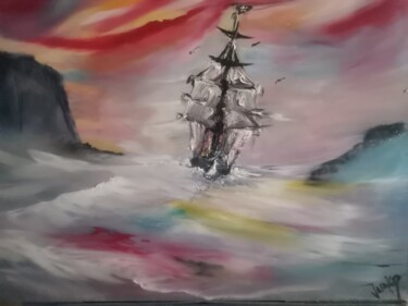 Painting titled "The Pirates" by Pascal Jung, Original Artwork, Oil