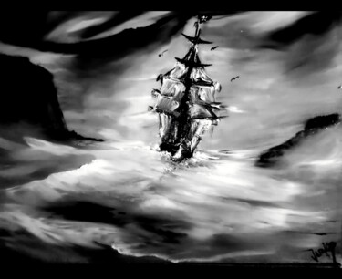 Картина под названием "Pirates in black an…" - Pascal Jung, Подлинное произведение искусства, Масло