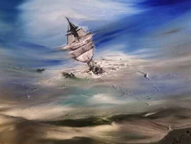 Schilderij getiteld "Poseidon Attak" door Pascal Jung, Origineel Kunstwerk, Olie
