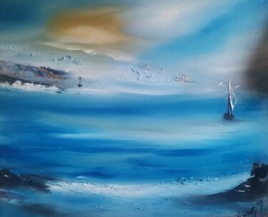 Painting titled "Dreaming blue ##" by Pascal Jung, Original Artwork, Oil