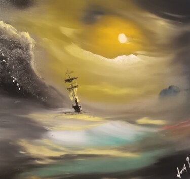 Schilderij getiteld "Poseidon #2022" door Pascal Jung, Origineel Kunstwerk, Olie
