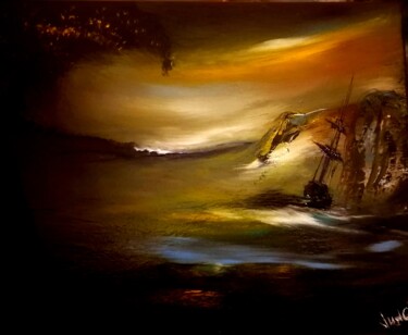Painting titled "One more night#2023" by Pascal Jung, Original Artwork, Oil