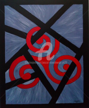 Painting titled "TRISKELL" by Pascal Kowalewski (PK29), Original Artwork, Acrylic Mounted on Wood Stretcher frame