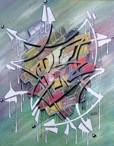 Painting titled "Graffiti "Tenir à D…" by Pascal Kowalewski (PK29), Original Artwork, Acrylic