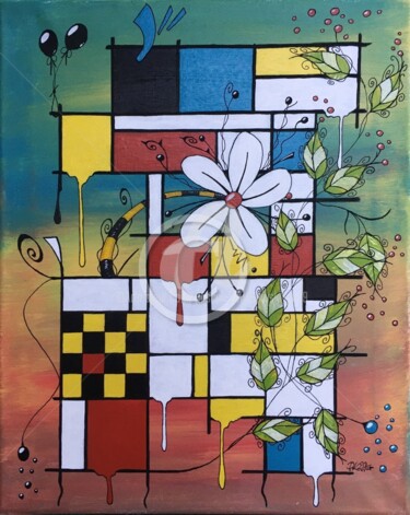 Painting titled "Garder son Equilibre" by Pascal Kowalewski (PK29), Original Artwork, Acrylic Mounted on Wood Stretcher frame