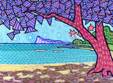 Картина под названием "Bain-Boeuf beach, M…" - Pascal Lagesse, Подлинное произведение искусства, Акрил Установлен на Деревян…