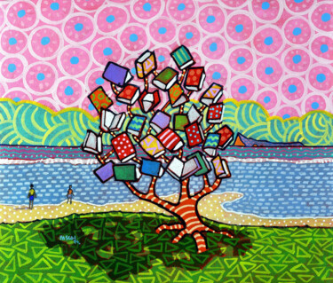 Peinture intitulée "Book tree" par Pascal Lagesse, Œuvre d'art originale, Acrylique