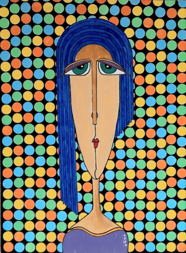 Pintura titulada "Portrait féminin 14" por Pascal Lago, Obra de arte original, Acrílico Montado en Bastidor de camilla de ma…