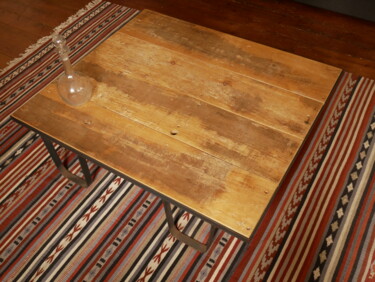 Design intitulée "Table Basse Industr…" par Pascal Lamy (A l'atelier du bois), Œuvre d'art originale, Meuble