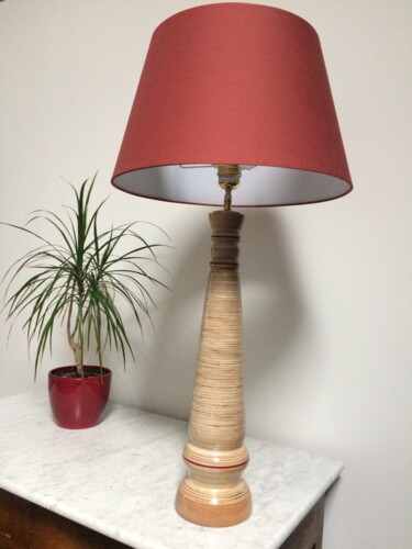 Design intitulée "Pied de lampe n°14" par Pascal Lamy (A l'atelier du bois), Œuvre d'art originale, Accessoires