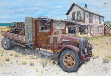 Peinture intitulée "Camion et latécoère" par Pascal Lenoble, Œuvre d'art originale, Huile