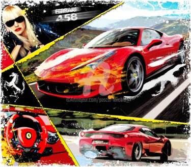 Arte digital titulada "Ferrari 458" por Pascal Lenoble, Obra de arte original, Pintura Digital