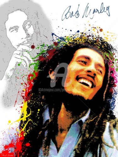 Digital Arts titled "Bob Marley" by Pascal Lenoble, Original Artwork, Digital Painting