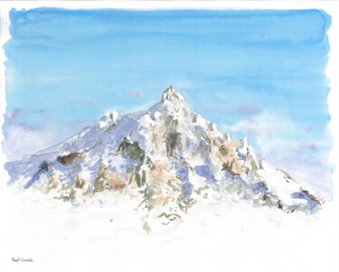 Pintura intitulada "Montagne brume" por Pascal Lenoble, Obras de arte originais