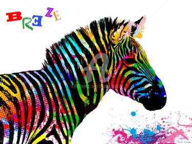 Digitale Kunst mit dem Titel "Zebre" von Pascal Lenoble, Original-Kunstwerk, Digitale Malerei