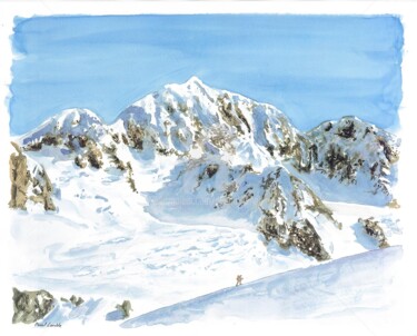 Painting titled "neige-randonneur.jpg" by Pascal Lenoble, Original Artwork