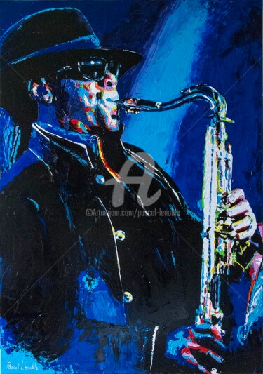 Painting titled "Clarence Clemons" by Pascal Lenoble, Original Artwork, Acrylic