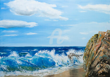 Peinture intitulée "Ma petite- plage" par Pascal Lenoble, Œuvre d'art originale, Huile
