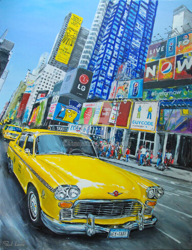 Schilderij getiteld "Le Checker cab" door Pascal Lenoble, Origineel Kunstwerk, Olie