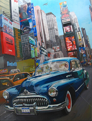 Schilderij getiteld "Buick Eight" door Pascal Lenoble, Origineel Kunstwerk, Olie