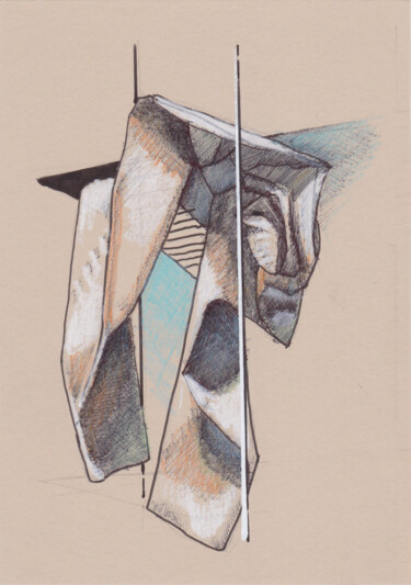 Рисунок под названием "Paréidolie-17" - Pascal Maestri, Подлинное произведение искусства, Шариковая ручка