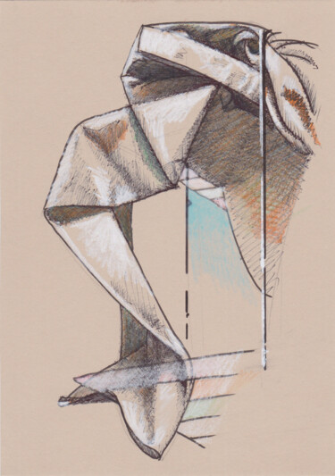 Рисунок под названием "Paréidolie-18" - Pascal Maestri, Подлинное произведение искусства, Шариковая ручка