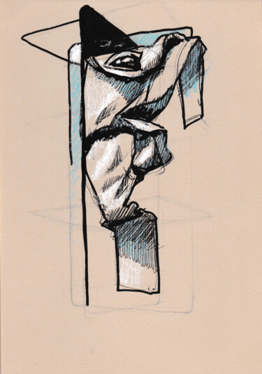 Drawing titled "Paréidolie-2" by Pascal Maestri, Original Artwork, Ballpoint pen