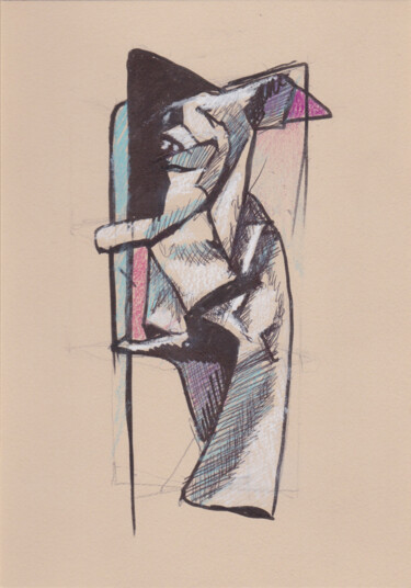 Рисунок под названием "Paréidolie-9" - Pascal Maestri, Подлинное произведение искусства, Шариковая ручка