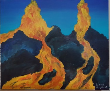 Peinture intitulée "Éruption volcanique…" par Pascal, Œuvre d'art originale