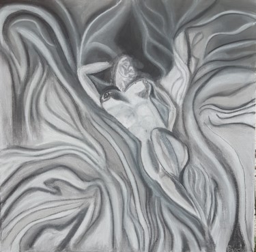Drawing titled "La femme drapée" by Pascal, Original Artwork, Chalk