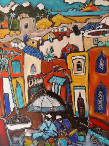 Pintura intitulada "Dans la medina" por Pascal Milcendeau, Obras de arte originais, Acrílico