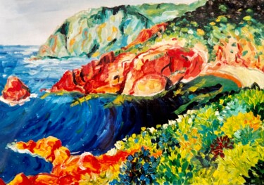 Malerei mit dem Titel "La Marina d'Elbo" von Pascal Newton, Original-Kunstwerk, Acryl