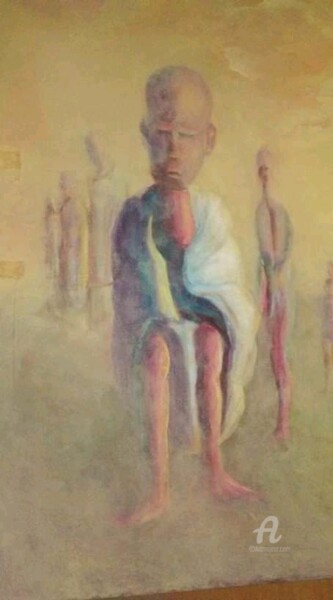 Pittura intitolato "L'homme triste" da Pascal Nkana, Opera d'arte originale