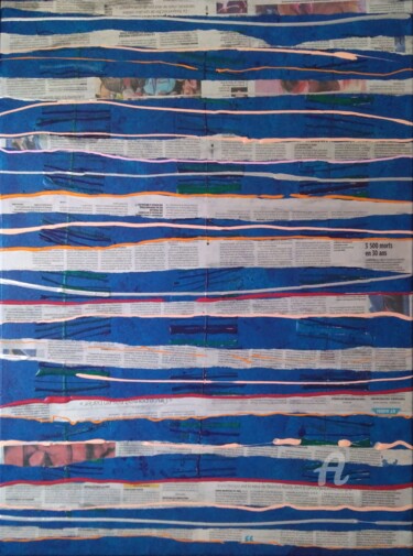 Pittura intitolato "paper'blue" da Pascal Piguel, Opera d'arte originale, Acrilico
