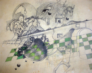 Dessin intitulée "la-jarre-de-diogene…" par Pascal Piro, Œuvre d'art originale, Crayon