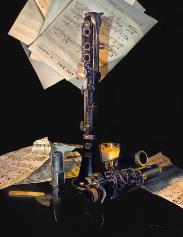 Peinture intitulée "old-clarinette.jpg" par Pascal Piro, Œuvre d'art originale, Huile