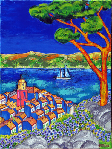 Картина под названием "Twist à Saint-Tropez" - Pascal Poutchnine, Подлинное произведение искусства, Акрил Установлен на Дере…