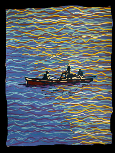 Malerei mit dem Titel "Les 3 pêcheurs (étu…" von Pascal Poutchnine, Original-Kunstwerk, Acryl