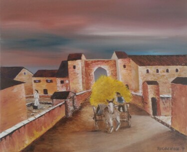 Painting titled "FIN DE JOURNEE" by Pascal Ricochon, Original Artwork, Acrylic