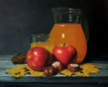 Peinture intitulée "Harmonie rouge oran…" par Pascal Roskam, Œuvre d'art originale, Huile