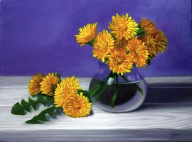 Painting titled "Fleurs sauvages" by Pascal Roskam, Original Artwork, Oil