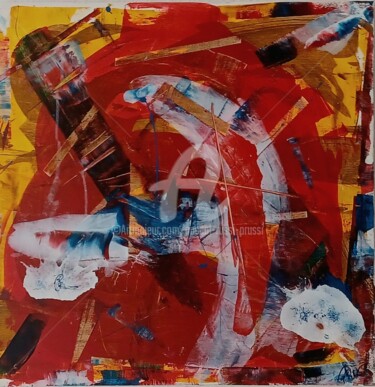 Painting titled "4-Dans un monde agi…" by Pascal Russi (PRussi), Original Artwork, Acrylic Mounted on Wood Stretcher frame